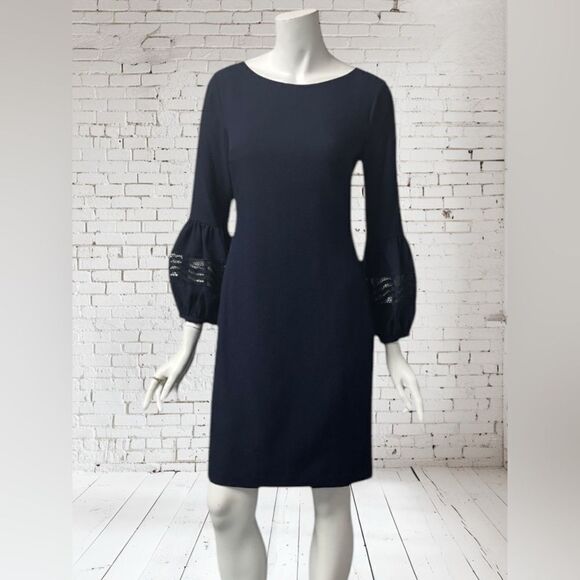 Karl Lagerfeld Navy Balloon Sleeve Mini Shift - Picture 1 of 8